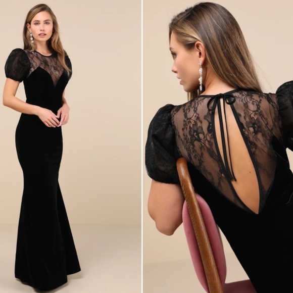 LULUS Chic Prom Wedding Holiday Sexy Elegant Vixen Velvet Cocktail Maxi - Picture 1 of 5